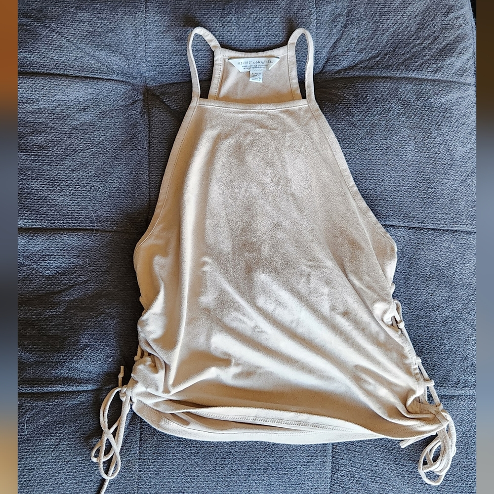 Tan suede tie up tank